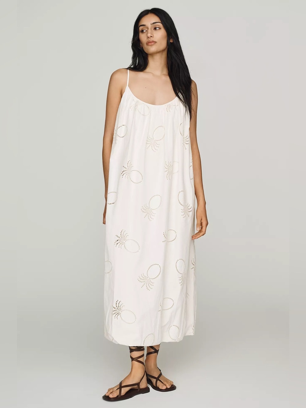 FARM RIO ANTHROPOLIGIE Cotton Bubble-Hem Midi Dress